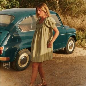 Mila Mini Puff Sleeve Sage Green Dress